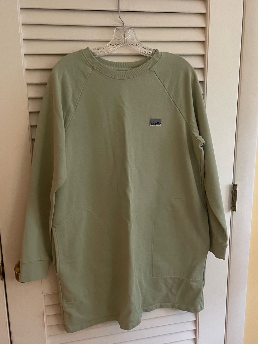 Patagonia Light Olive Green Crewneck Sweatshirt Dress